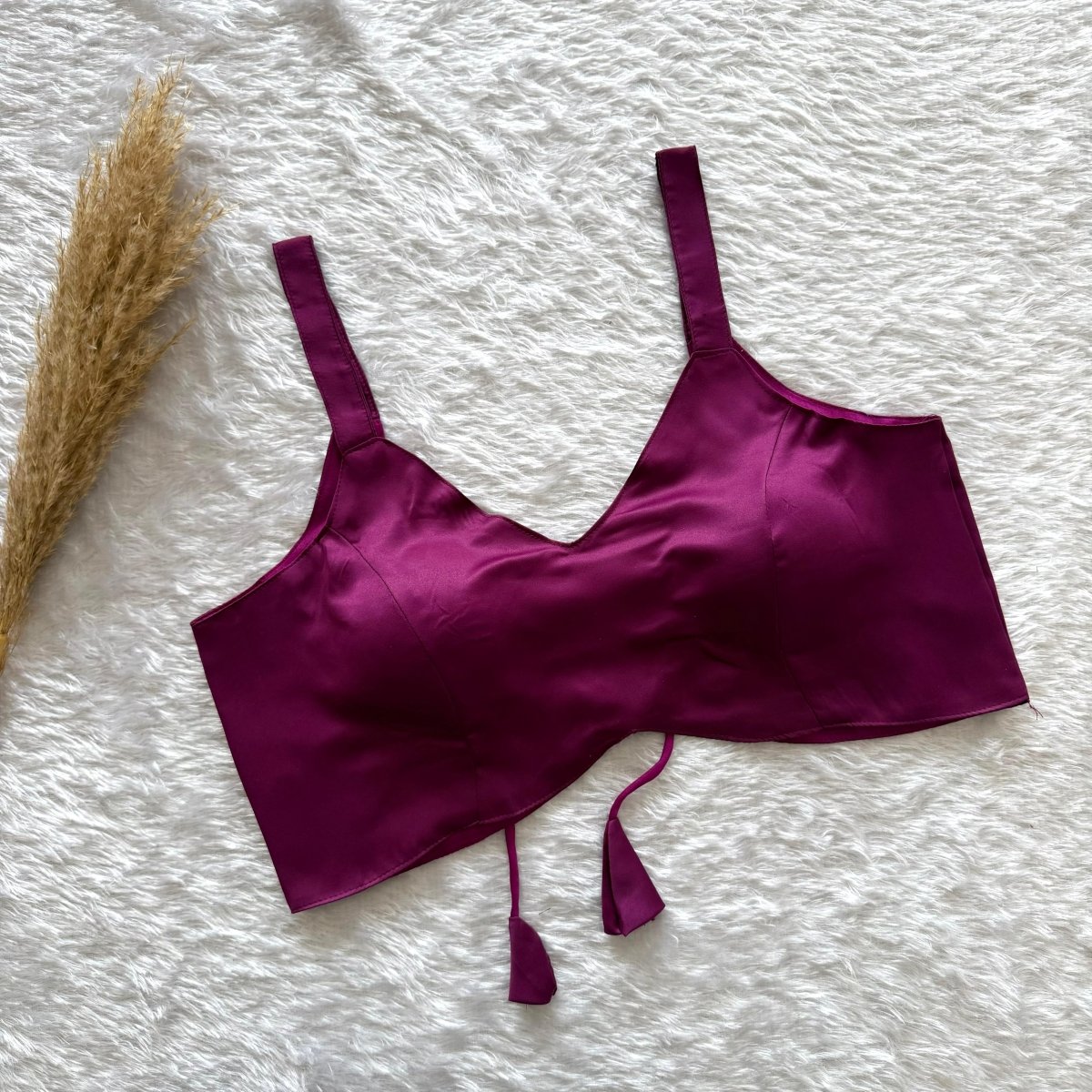 Women’s Padded Satin Blouse with Dori Tie-Up | Readymade Saree Blouse Top - YASHIFASHION