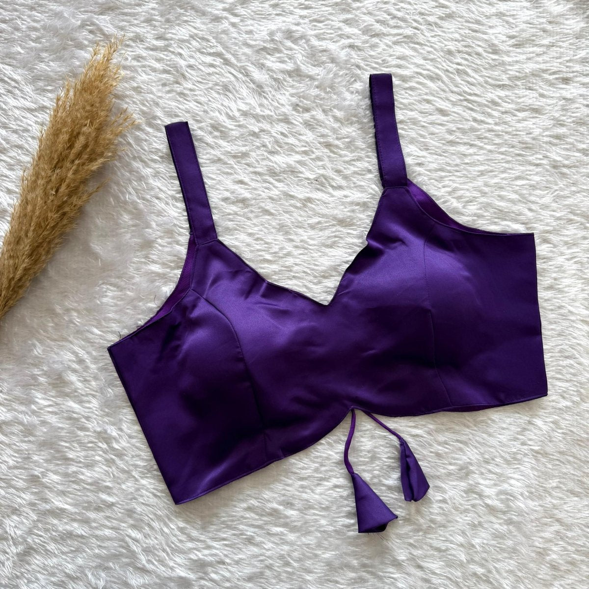 Women’s Padded Satin Blouse with Dori Tie-Up | Readymade Saree Blouse Top - YASHIFASHION