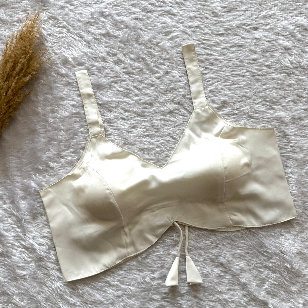 Women’s Padded Satin Blouse with Dori Tie-Up | Readymade Saree Blouse Top - YASHIFASHION