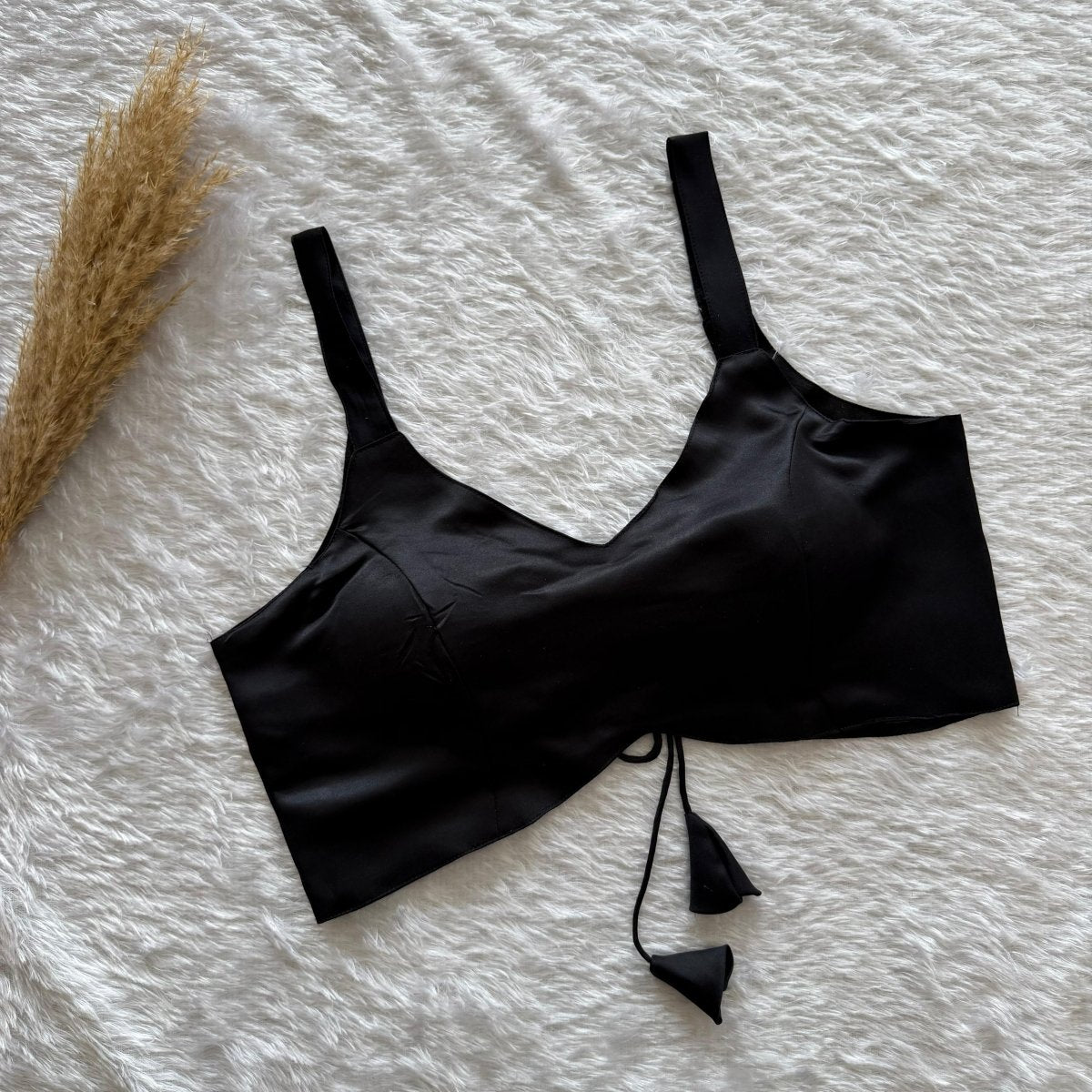 Women’s Padded Satin Blouse with Dori Tie-Up | Readymade Saree Blouse Top - YASHIFASHION