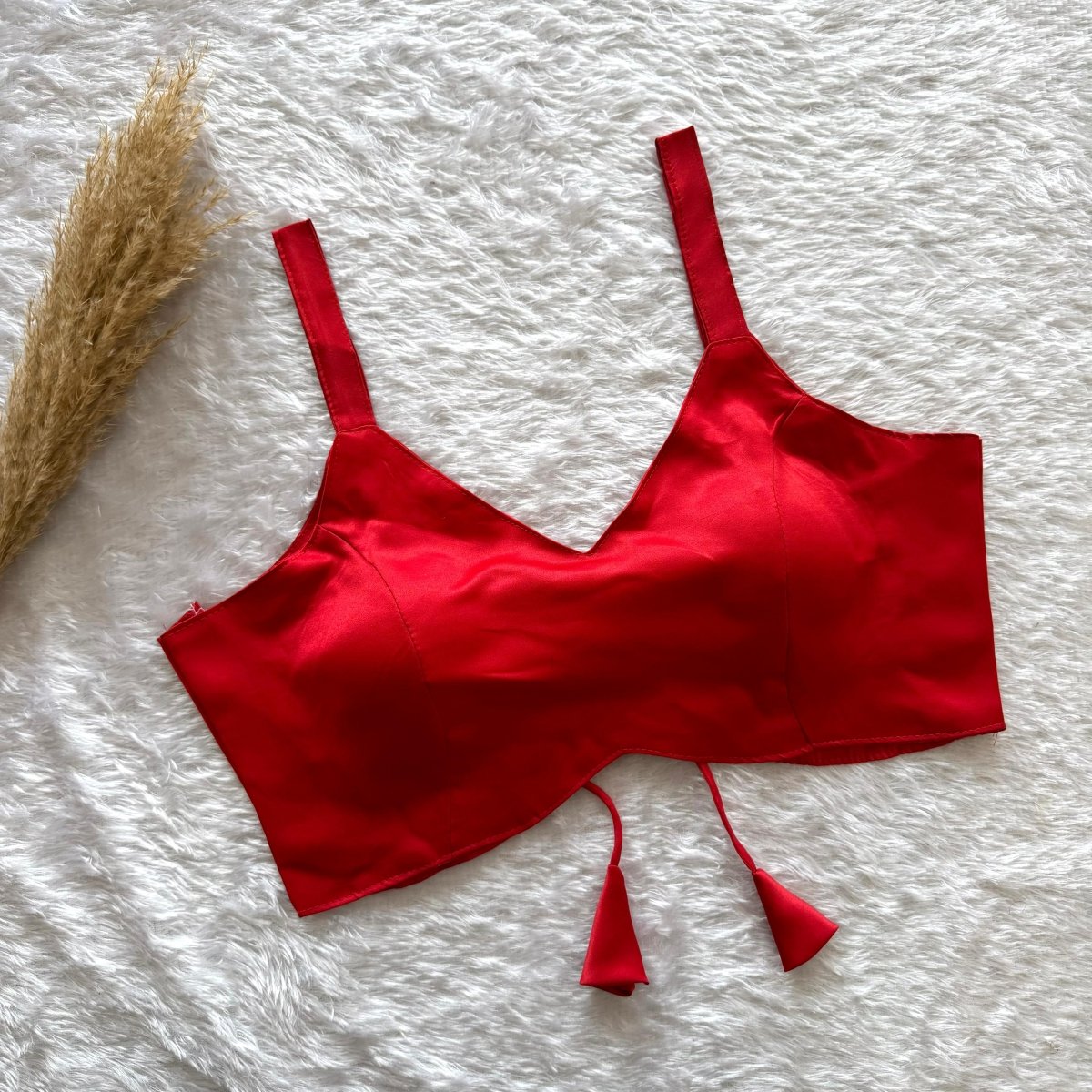 Women’s Padded Satin Blouse with Dori Tie-Up | Readymade Saree Blouse Top - YASHIFASHION