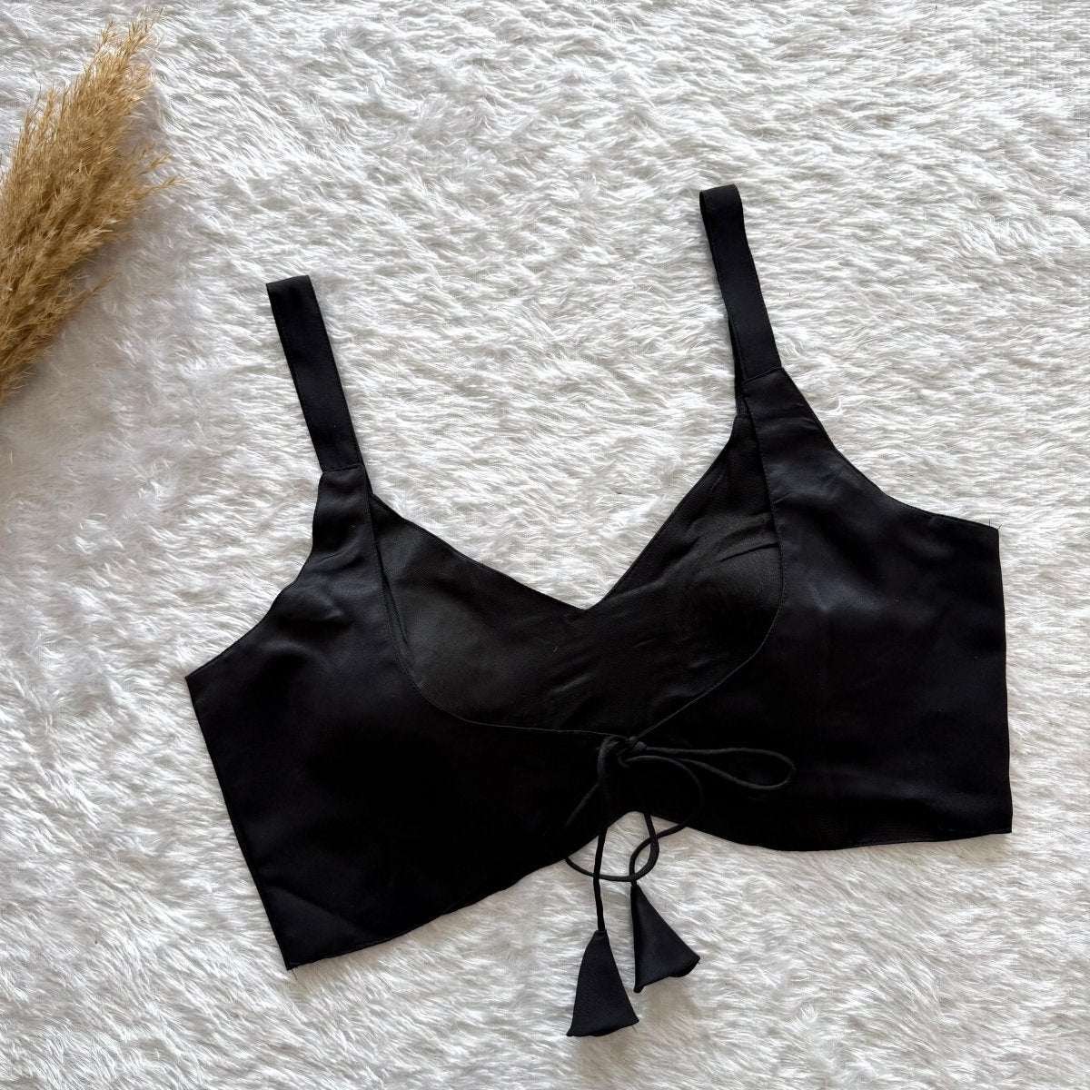 Women’s Padded Satin Blouse with Dori Tie-Up | Readymade Saree Blouse Top - YASHIFASHION